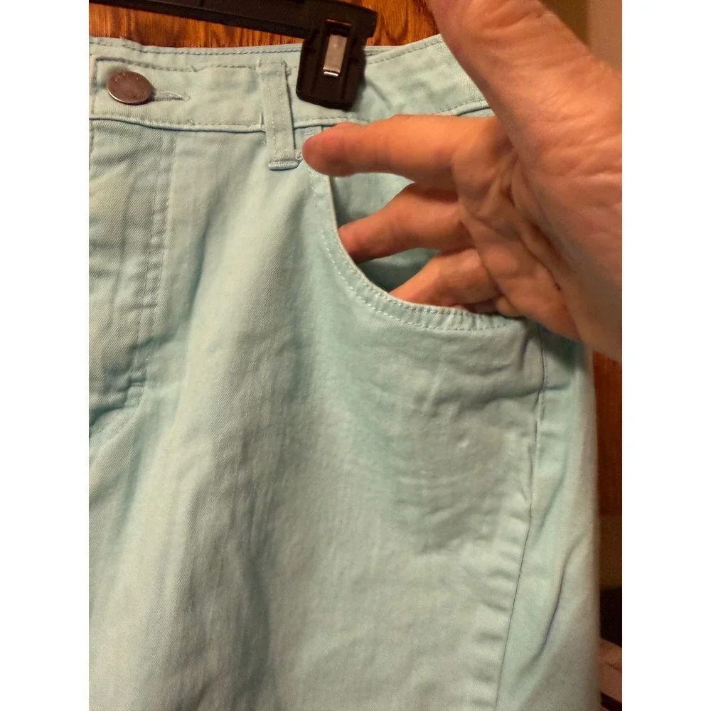 Riders by Lee Womens Light Aqua Blue Capri Pants Size 14M StretchCropped 13125L7